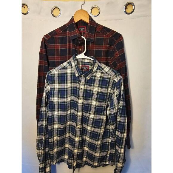Lot of 2 UNTUCKit Mens Small Slim Fit Long Sleeve Button Shirts Plaid Flannel Co - Picture 1 of 13